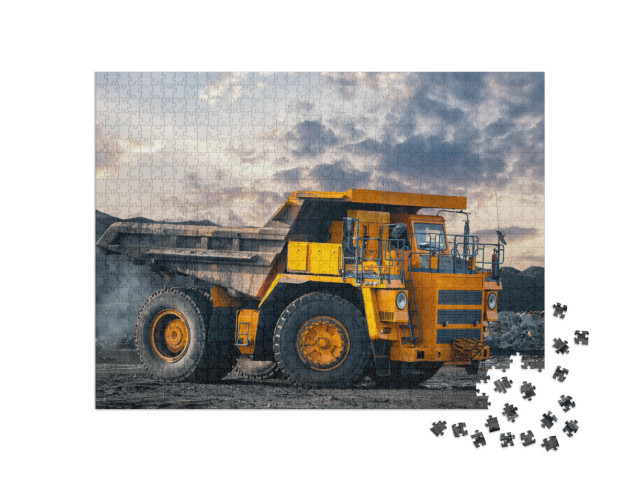 puzzle 1000 dílků „Pohyb důlního vozíku v povrchovém uhelném dole“