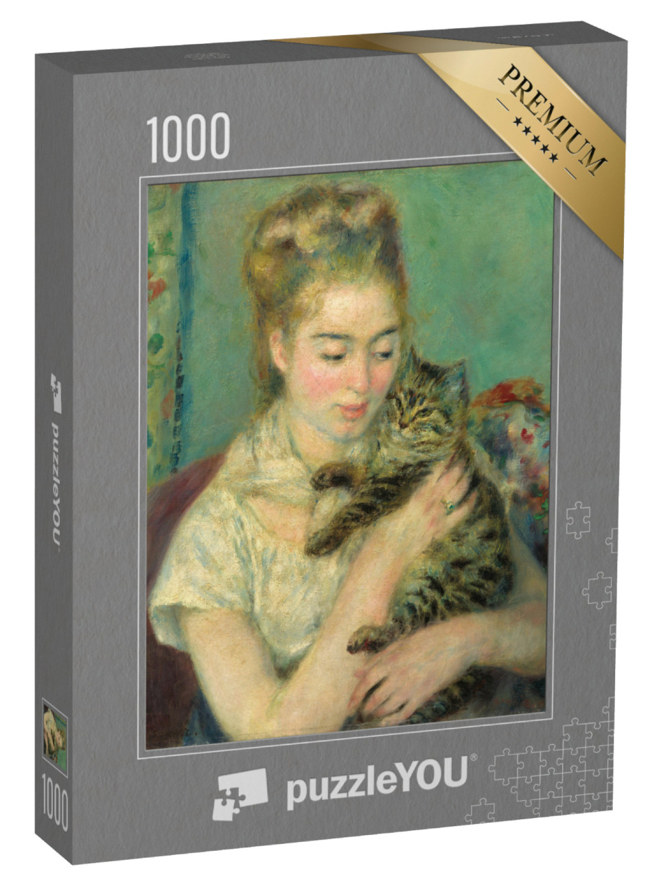 puzzle 1000 dílků „Auguste Renoir - Žena s kočkou“