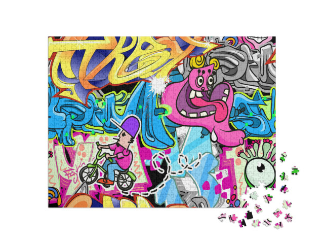 puzzle 1000 dílků „Zeď pokrytá graffiti“