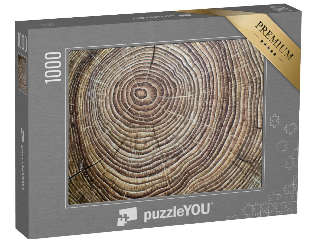 puzzle 1000 dílků „Hnědě lakované dřevěné výroční kroužky“