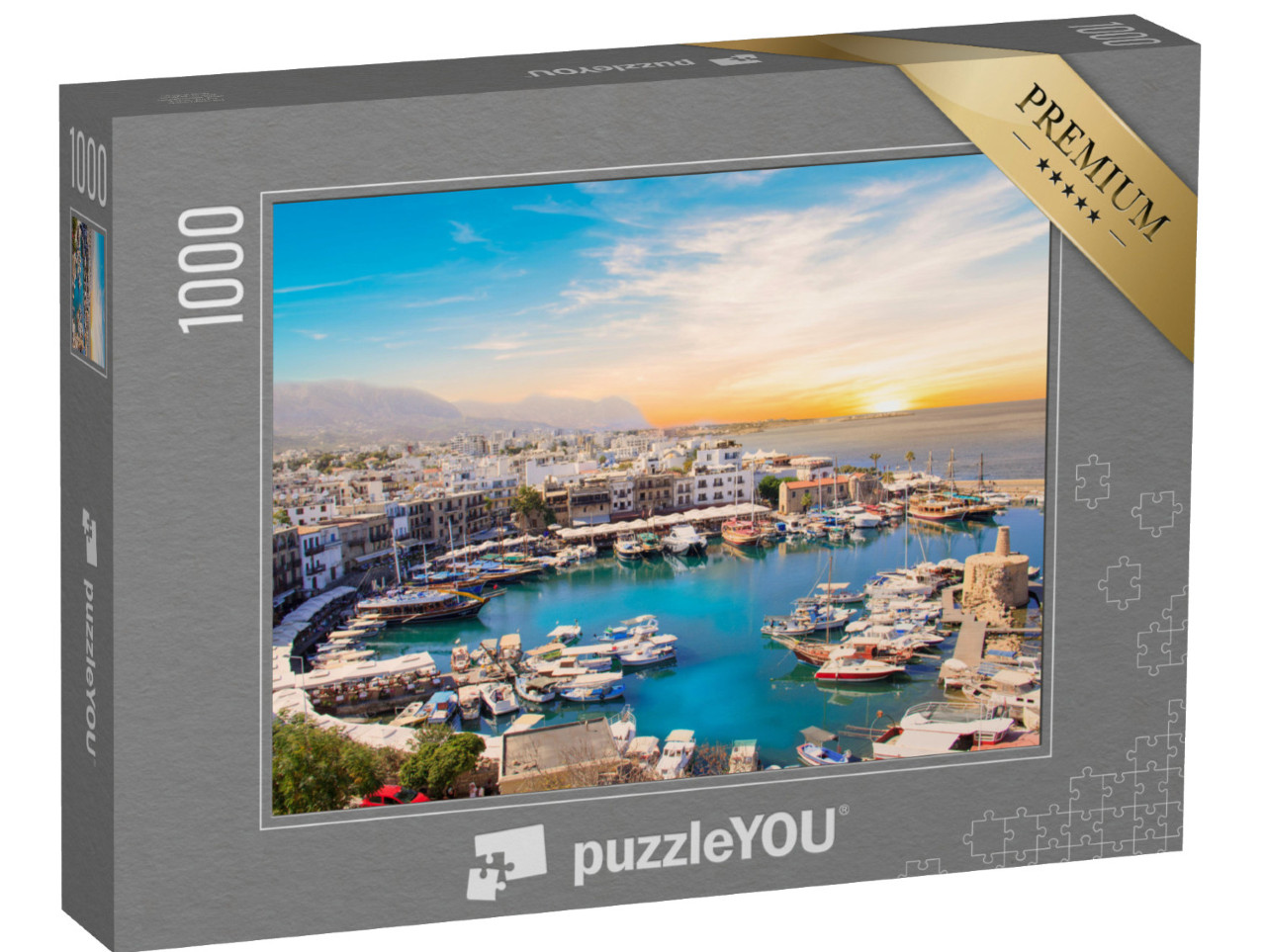 puzzle 1000 dílků „Krásný výhled na záliv Kyrenia na severním Kypru“