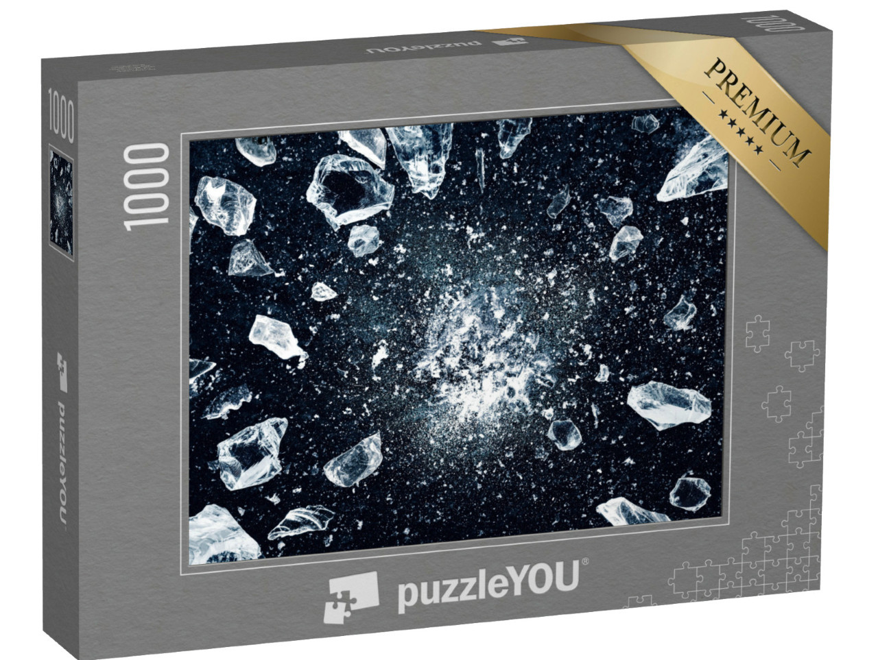 puzzle 1000 dílků „Led rozdrcený na černém pozadí“