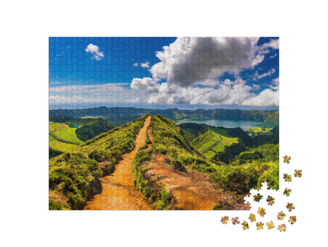 puzzle 1000 dílků „Vyhlídka Grota do Inferno u Sete Cidades, Azory, Portugalsko“