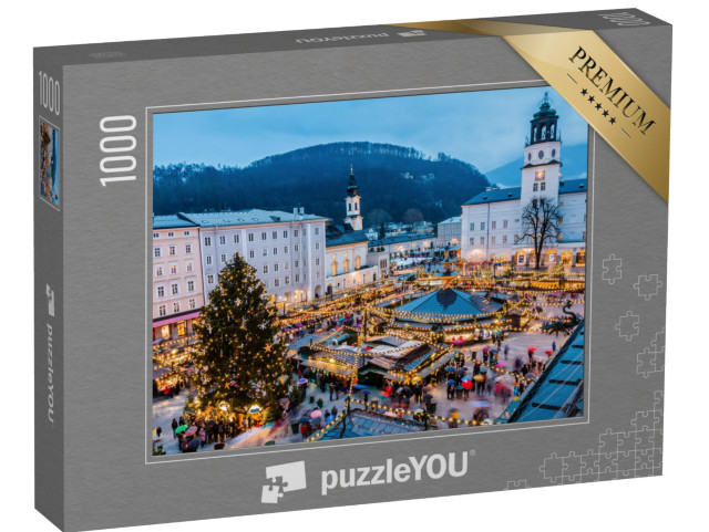 puzzle 1000 dílků „Staré město Salcburku s vánočními trhy, Rakousko“