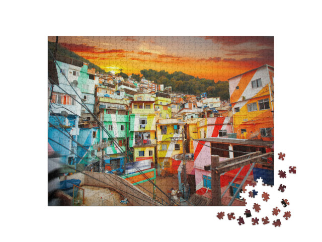puzzle 1000 dílků „Rio de Janeiro, centrum města a favela, Brazílie“