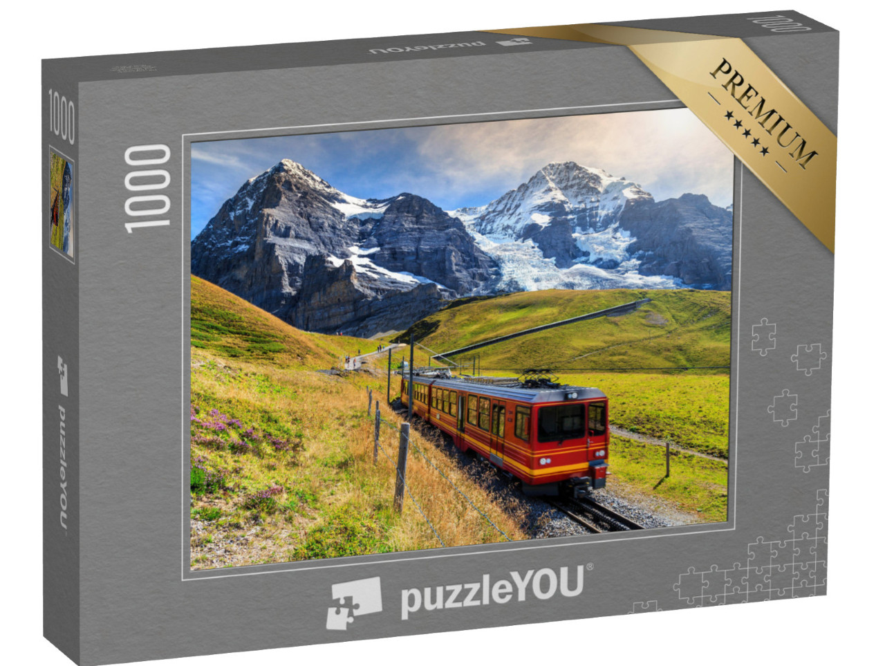 puzzle 1000 dílků „Železnice Jungfrau v Bernském pohoří, Švýcarsko“