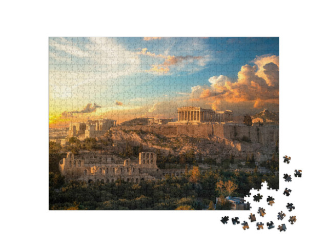 puzzle 1000 dílků „Akropole při západu slunce, Athény, Řecko“
