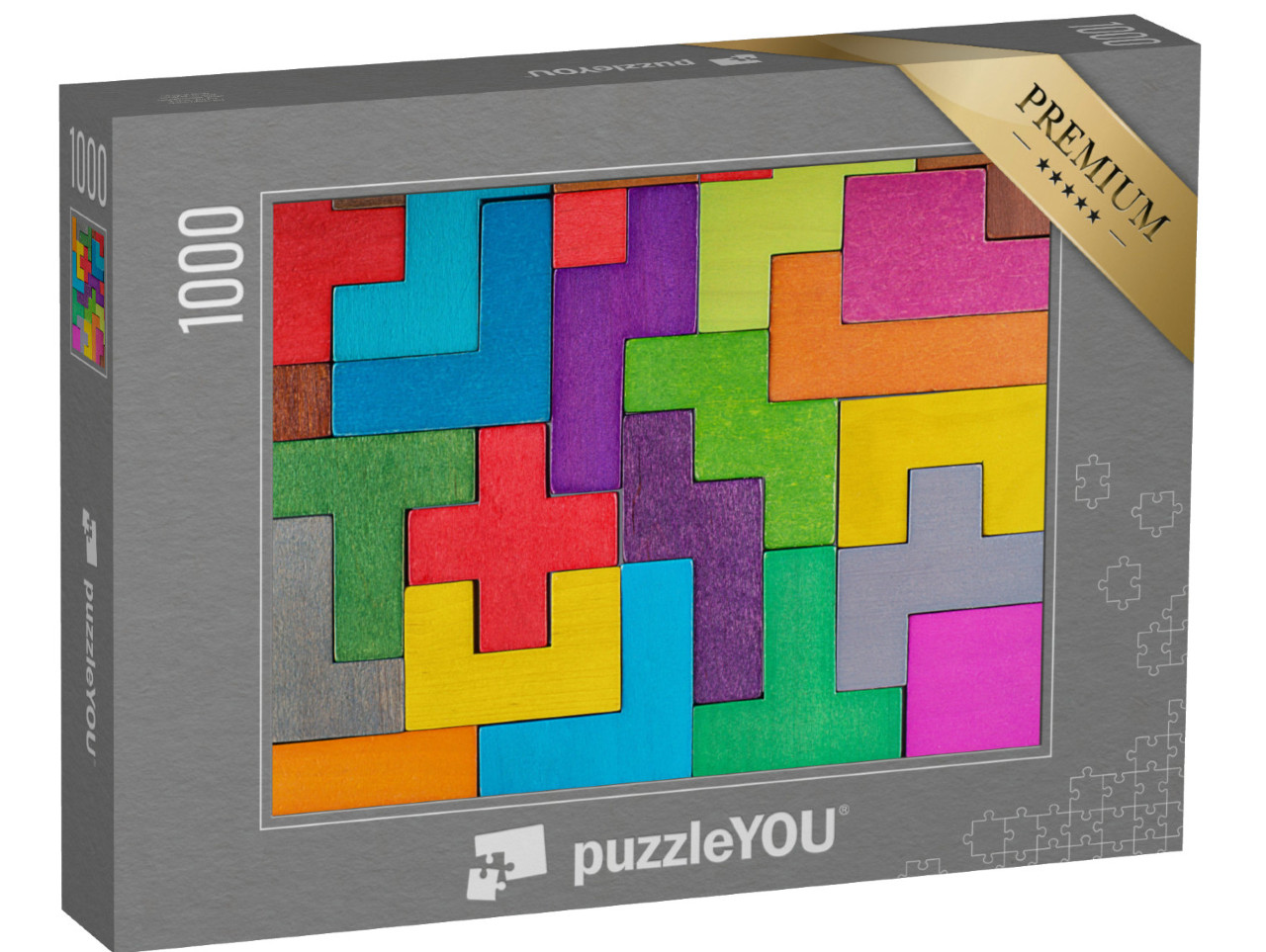 puzzle 1000 dílků „Logické a kreativní: vzory z geometrických dřevěných kostek“