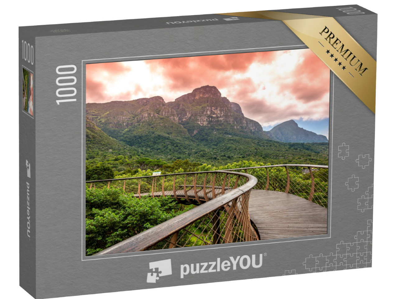 puzzle 1000 dílků „Národní park Kirstenbosch s chodníkem v korunách stromů a Stolovou horou, Jihoafrická republika“