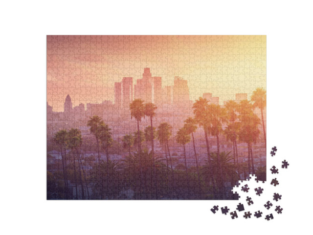 puzzle 1000 dílků „Los Angeles při západu slunce, Kalifornie, USA“
