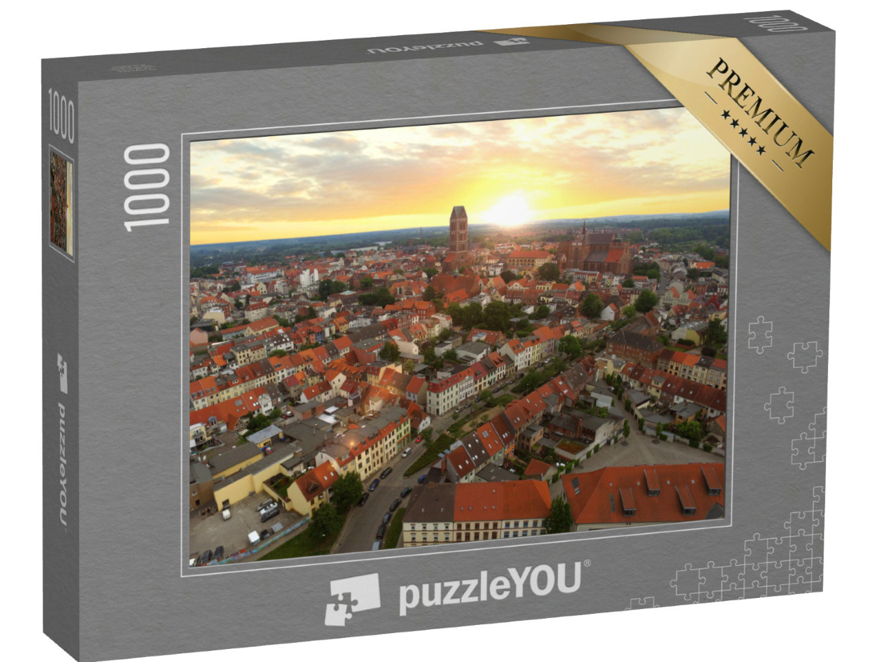puzzle 1000 dílků „Historické hanzovní město Wismar při západu slunce“