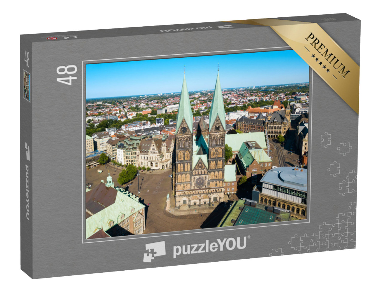 puzzle 48 dílků „Katedrála na náměstí v Brémách“