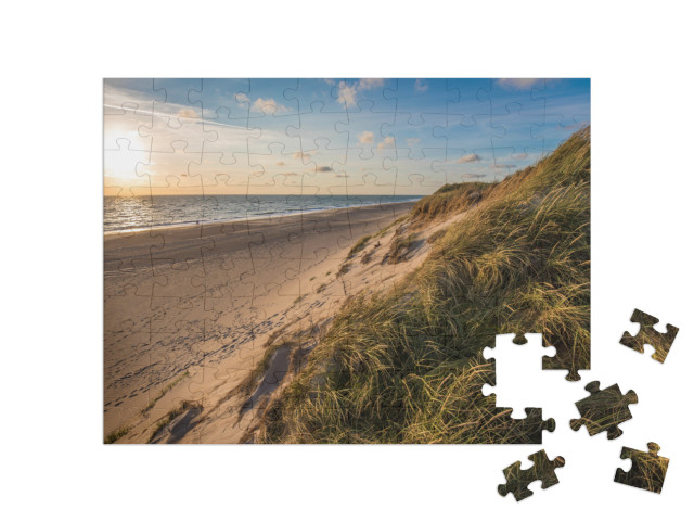 puzzle 100 dílků „Pláž Severního moře, pobřeží Jutska, Dánsko“