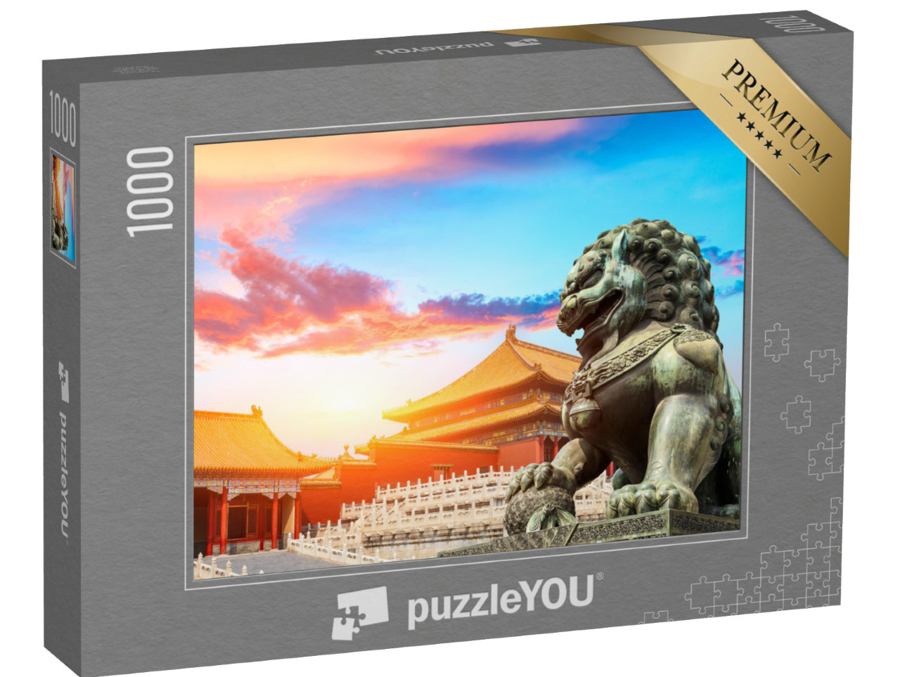 puzzle 1000 dílků „Bronzový lev v Zakázaném městě, Peking“