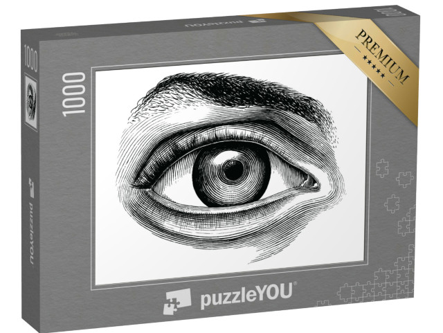 puzzle 1000 dílků „Anatomie lidského oka Ruční kresba Vintage Clip Art Izolované...“
