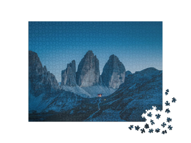 puzzle 1000 dílků „Krásný výhled na slavné Tři vrcholy, Jižní Tyrolsko, Itálie“