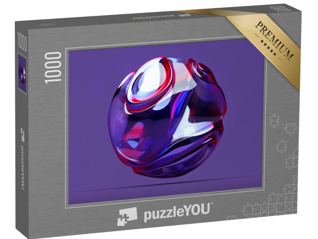 puzzle 1000 dílků „3D model abstraktní umělecké 3D koule v organické křivce kulatého...“