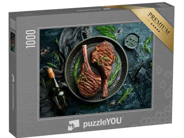 puzzle 1000 dílků „Šťavnatý steak grilovaný s kostí“