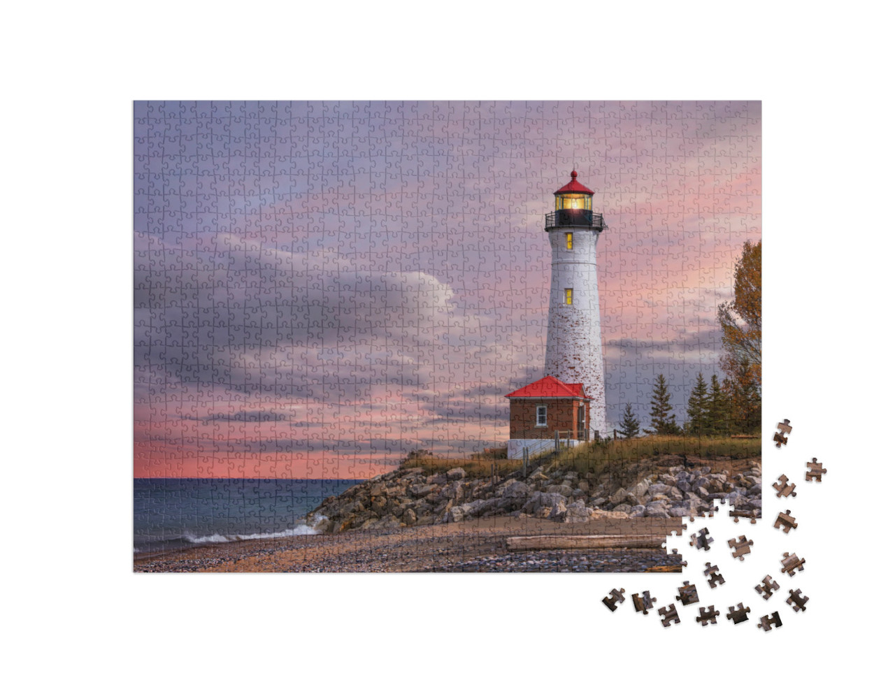 puzzle 1000 dílků „Maják Crisp Point na jezeře Superior, Michigan“