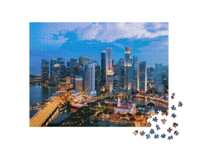 puzzle 1000 dílků „Město Singapur za soumraku: budovy Marina Bay“