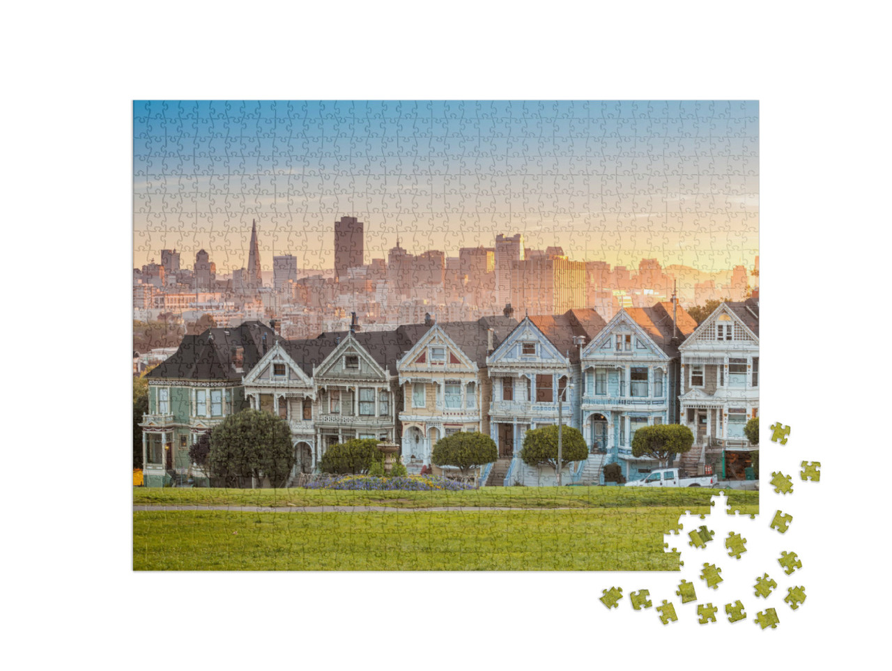 puzzle 1000 dílků „The Painted Ladies of San Francisco, viktoriánské domy v Kalifornii, USA“