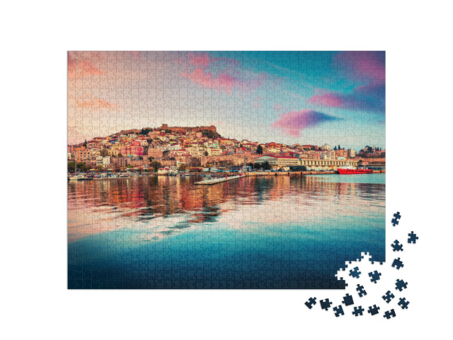 puzzle 1000 dílků „Jarní mořská krajina na Egejském moři, Kavala“