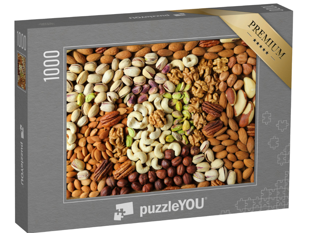 puzzle 1000 dílků „Pozadí z různých druhů ořechů“