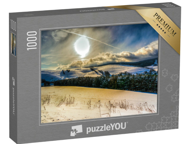puzzle 1000 dílků „Zimní slunce na Fichtelbergu v Sasku“