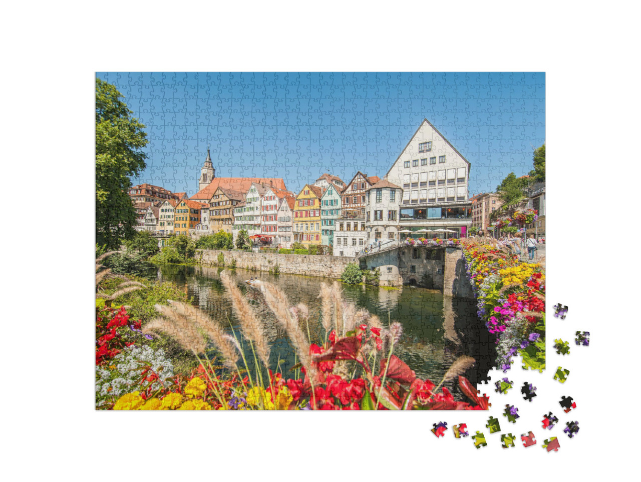 puzzle 1000 dílků „Staré město Tübingen na břehu řeky Neckar, Německo“