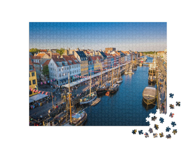 puzzle 1000 dílků „Historické centrum Nyhavn, Kodaň, Dánsko“