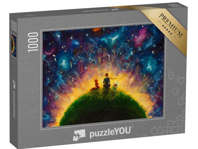 puzzle 1000 dílků „Malý princ, liška a Červená růže sedí v trávě“