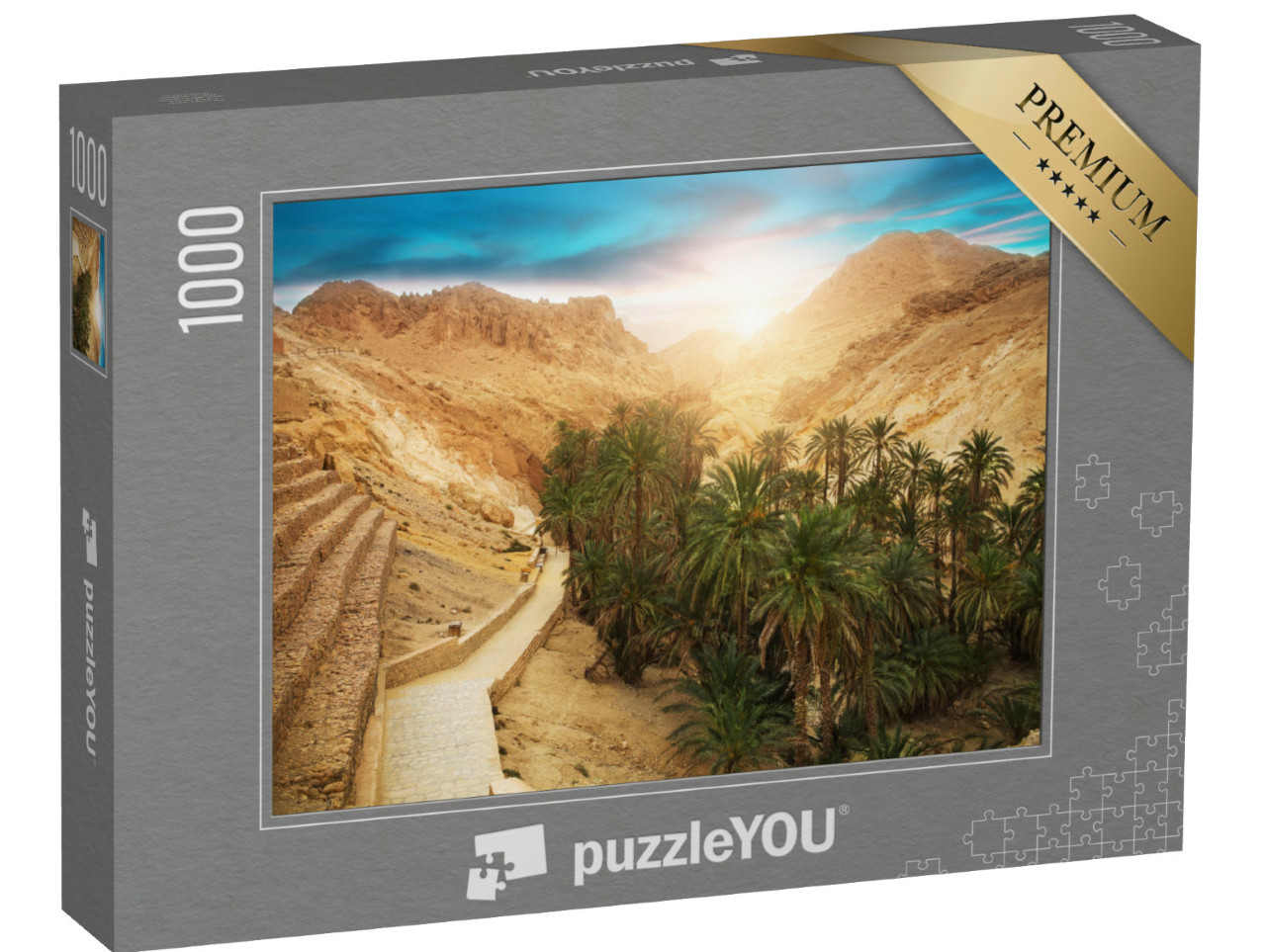 puzzle 1000 dílků „Pohled na horskou oázu Chebika, poušť Sahara, Tunisko, Afrika“