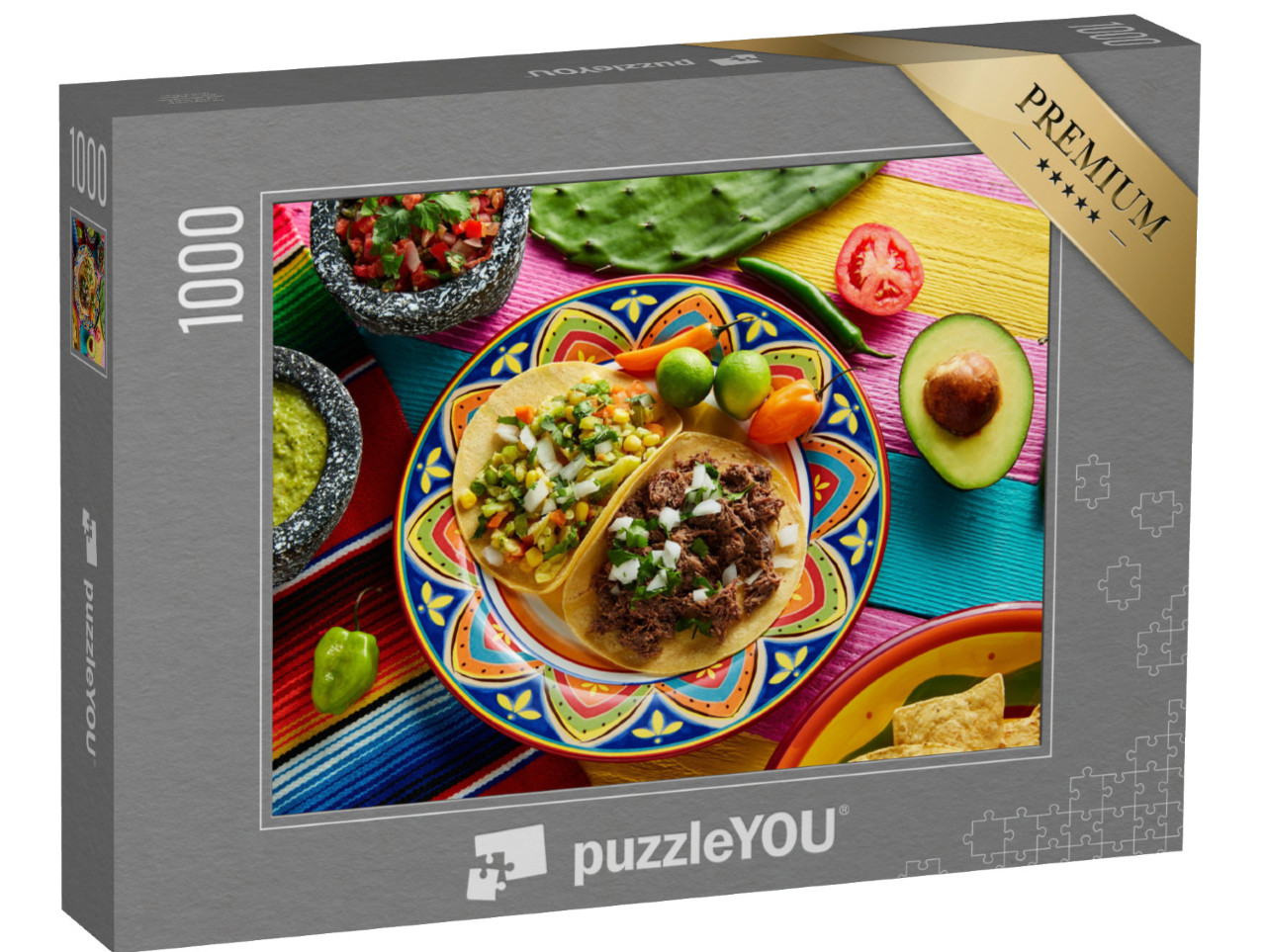 puzzle 1000 dílků „Mexické tacos s omáčkami“