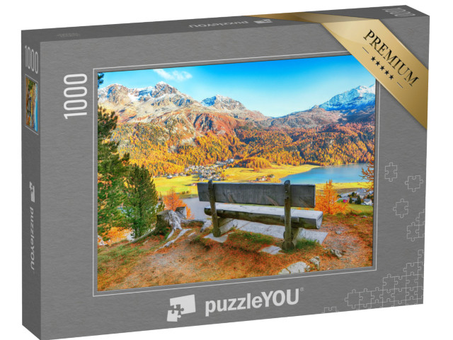 puzzle 1000 dílků „Krásné podzimní panorama - jezero Silvaplana“