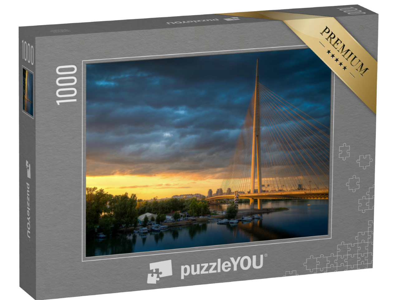 puzzle 1000 dílků „Visutý most v Bělehradě - Most na Adi“