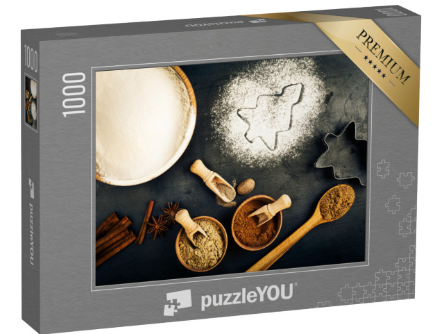 puzzle 1000 dílků „Vánoční pečení s moukou, skořicí, badyánem a cukrem“