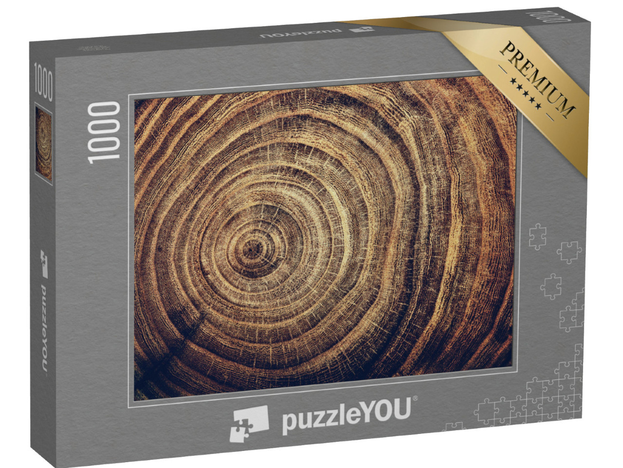 puzzle 1000 dílků „Pařez pokáceného dubu s letokruhy“