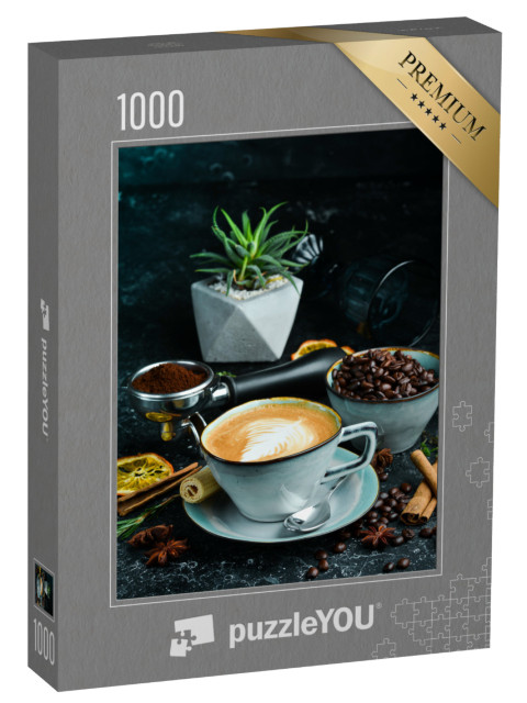 puzzle 1000 dílků „Čerstvě uvařené cappuccino s latte artem“