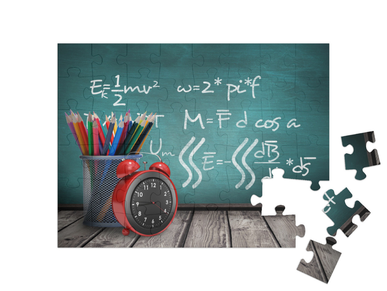 puzzle 48 dílků „Školní potřeby a tabule“