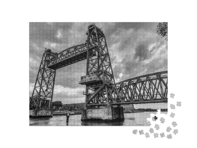 puzzle 1000 dílků „Výtahový most Koningshavenbrücke De Hef v Rotterdamu“