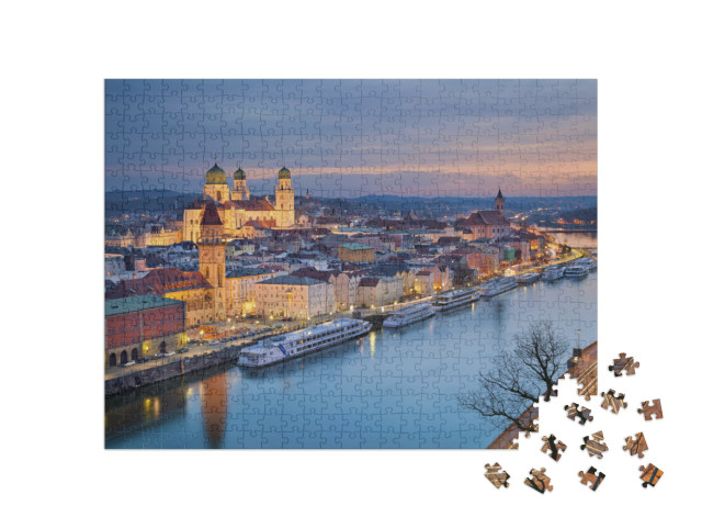 puzzle 500 dílků „Pasov na Dunaji za soumraku“