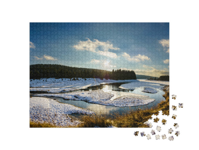puzzle 1000 dílků „Vodní nádrž Fláje, Krušné hory, Česká republika“