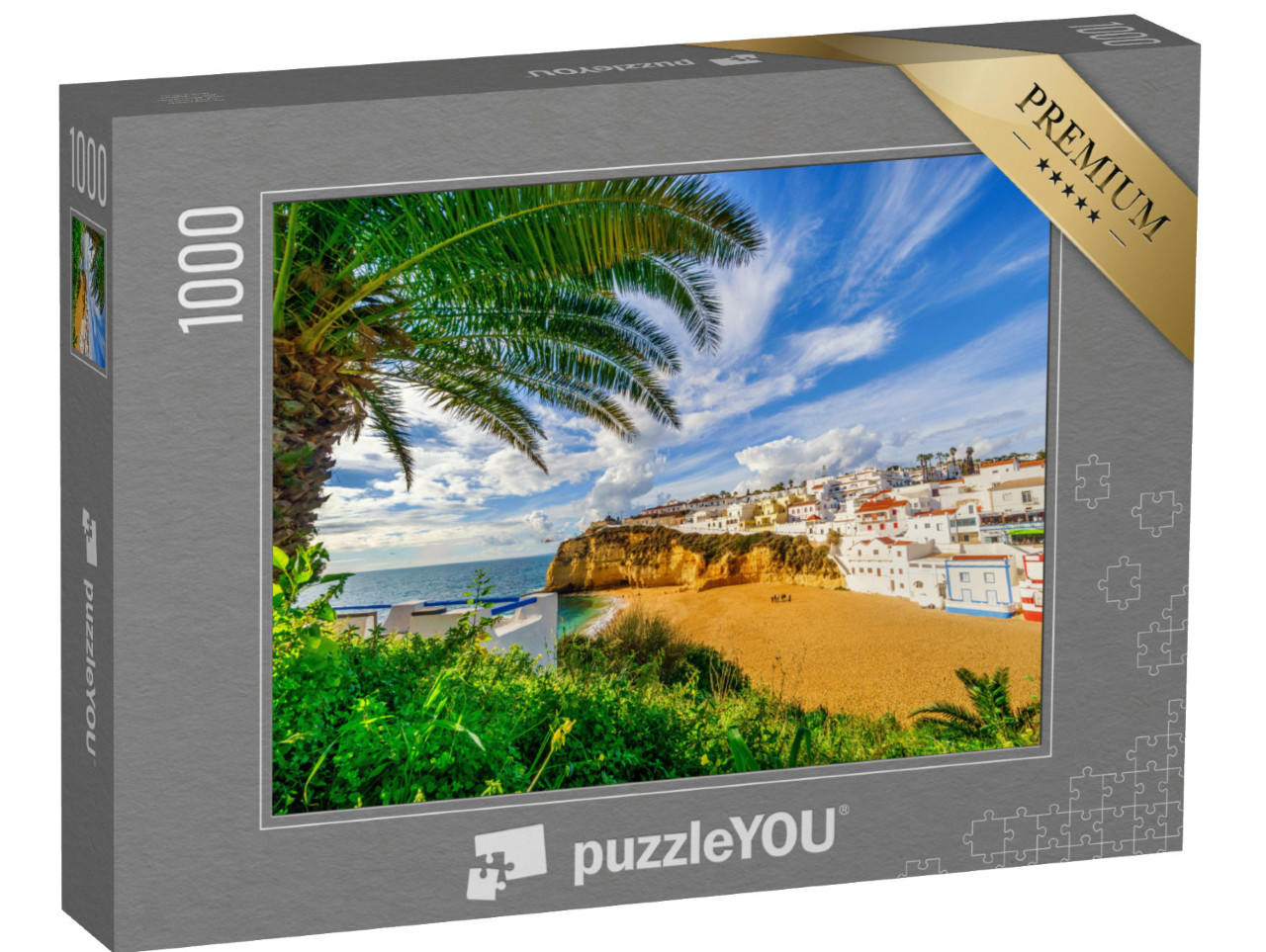 puzzle 1000 dílků „Bílá architektura v Carvoeiru, Algarve, Portugalsko“