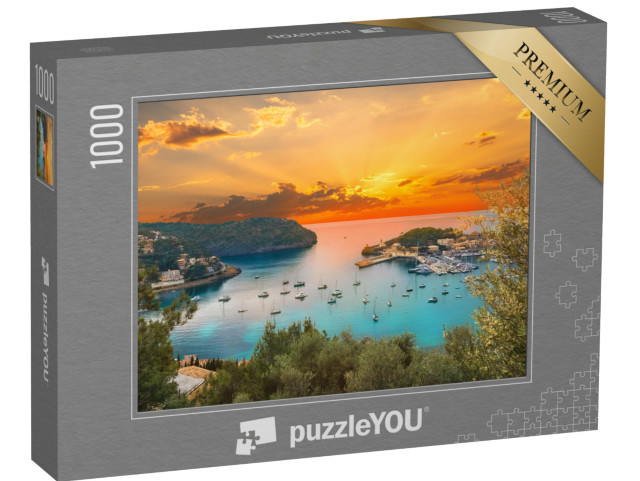 puzzle 1000 dílků „Pohled na slavný přístav Soller, západ slunce na Mallorce“