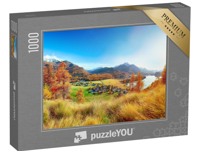 puzzle 1000 dílků „Podzimní panorama nad Silsem v Engadinu“