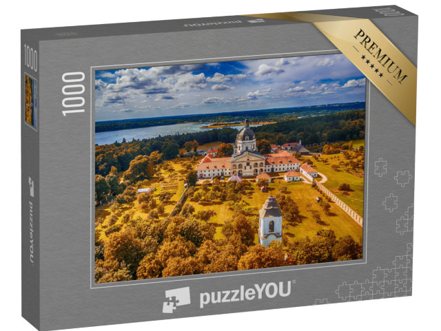 puzzle 1000 dílků „Klášter a kostel Pazaislis na ostrově v Kaunaské přehradě, Litva“