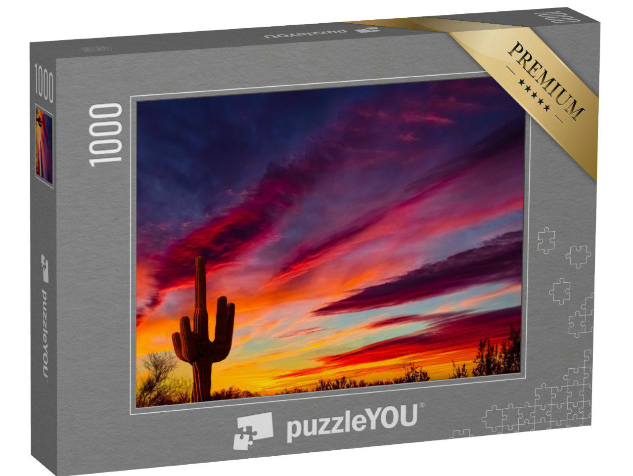 puzzle 1000 dílků „Typický kaktus saguaro při západu slunce, Texas, USA“