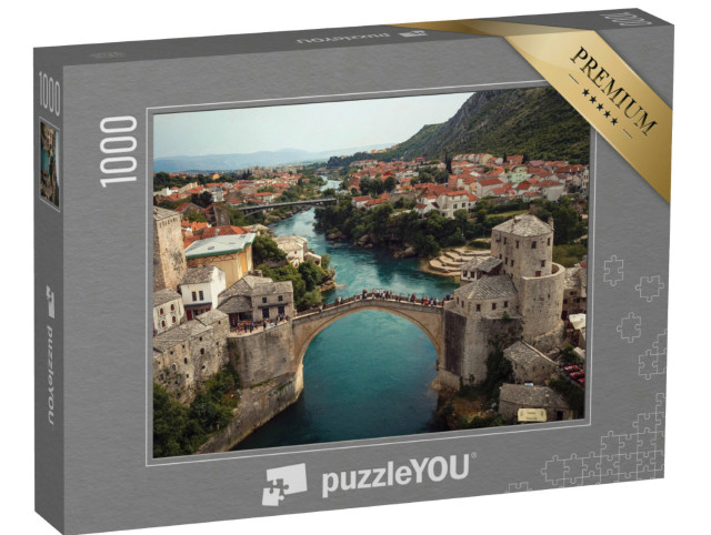 puzzle 1000 dílků „Panoramatický pohled na Mostar v Bosně a Hercegovině“