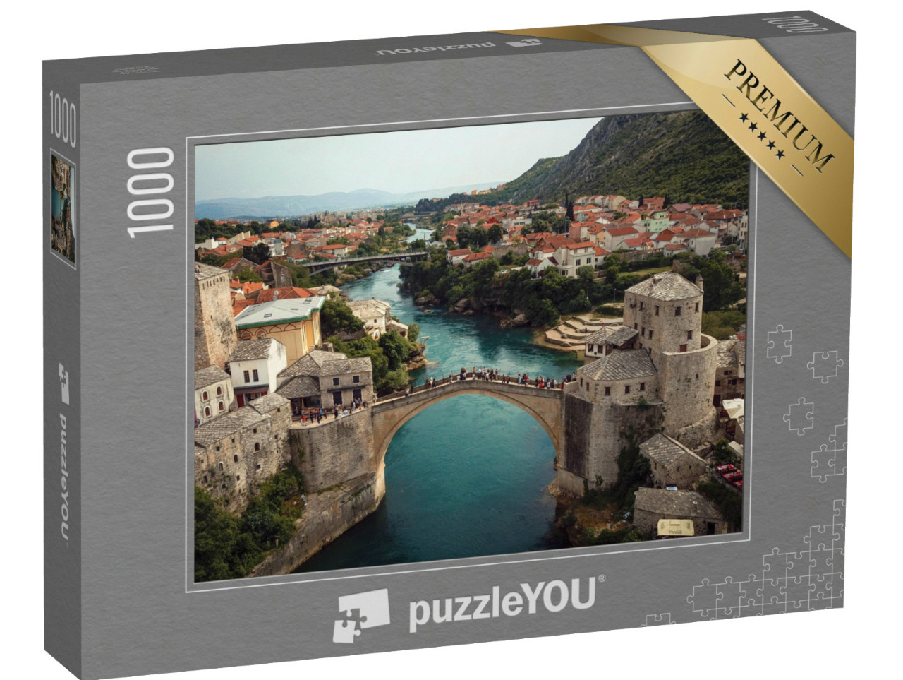 puzzle 1000 dílků „Panoramatický pohled na Mostar v Bosně a Hercegovině“