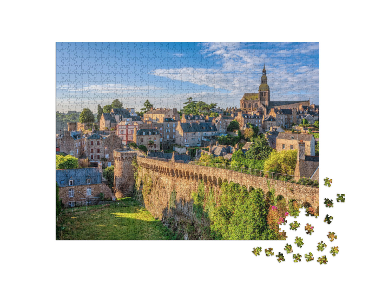 puzzle 1000 dílků „Historické opevněné centrum města Dinan, Bretaň, Francie“